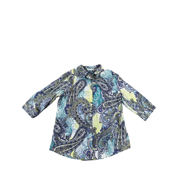 Chico's Tops - Chico's No Iron Paisley Print Button Front Down Shirt Women Size M Career Chic